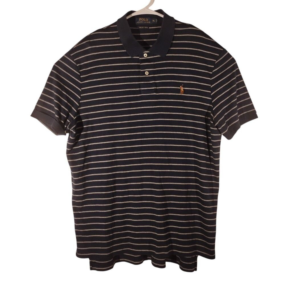 Polo Ralph Lauren shirt mens XL XLarge navy blue striped color flesh pony pima